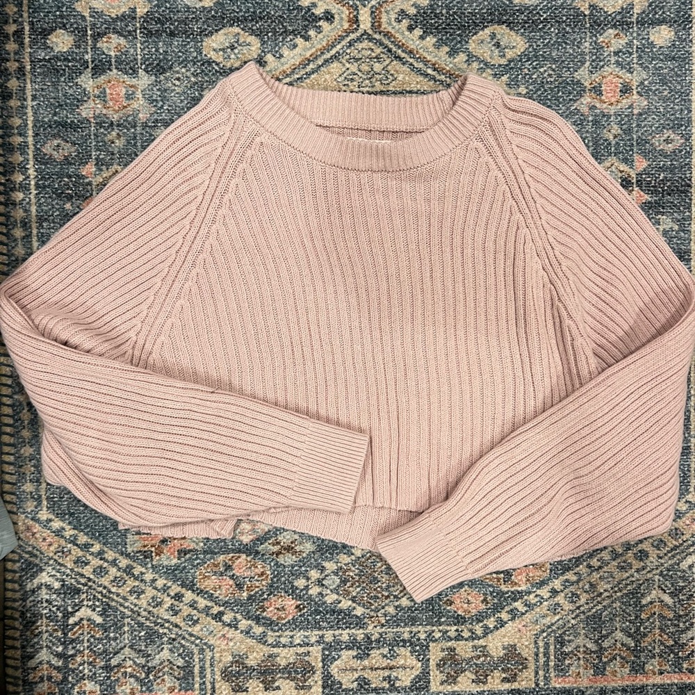 Pink Ribbed Knit Sweater
